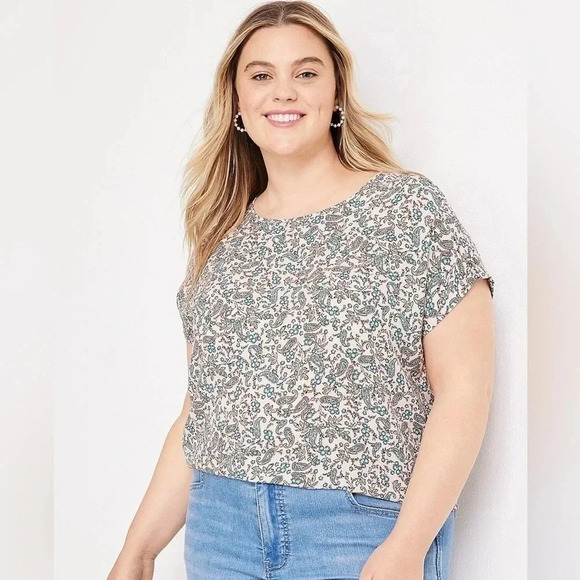 Plus Size Delton Paisley Zipper Back Blouse, XXL - Picture 1 of 4